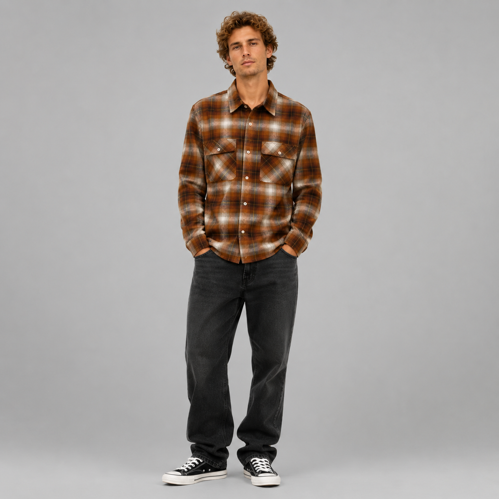 Camisa Stance Lowell Button Up Brown