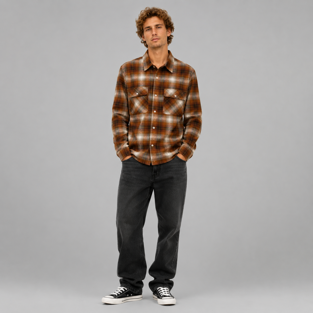 Camisa Stance Lowell Button Up Brown