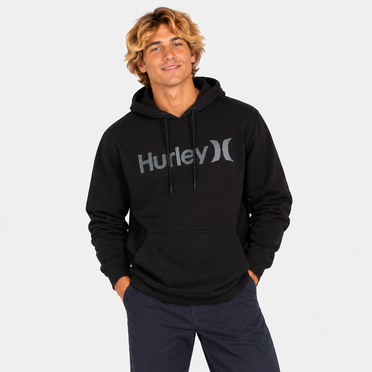 Poleron Hoodie One And Only Solid Fleece Black