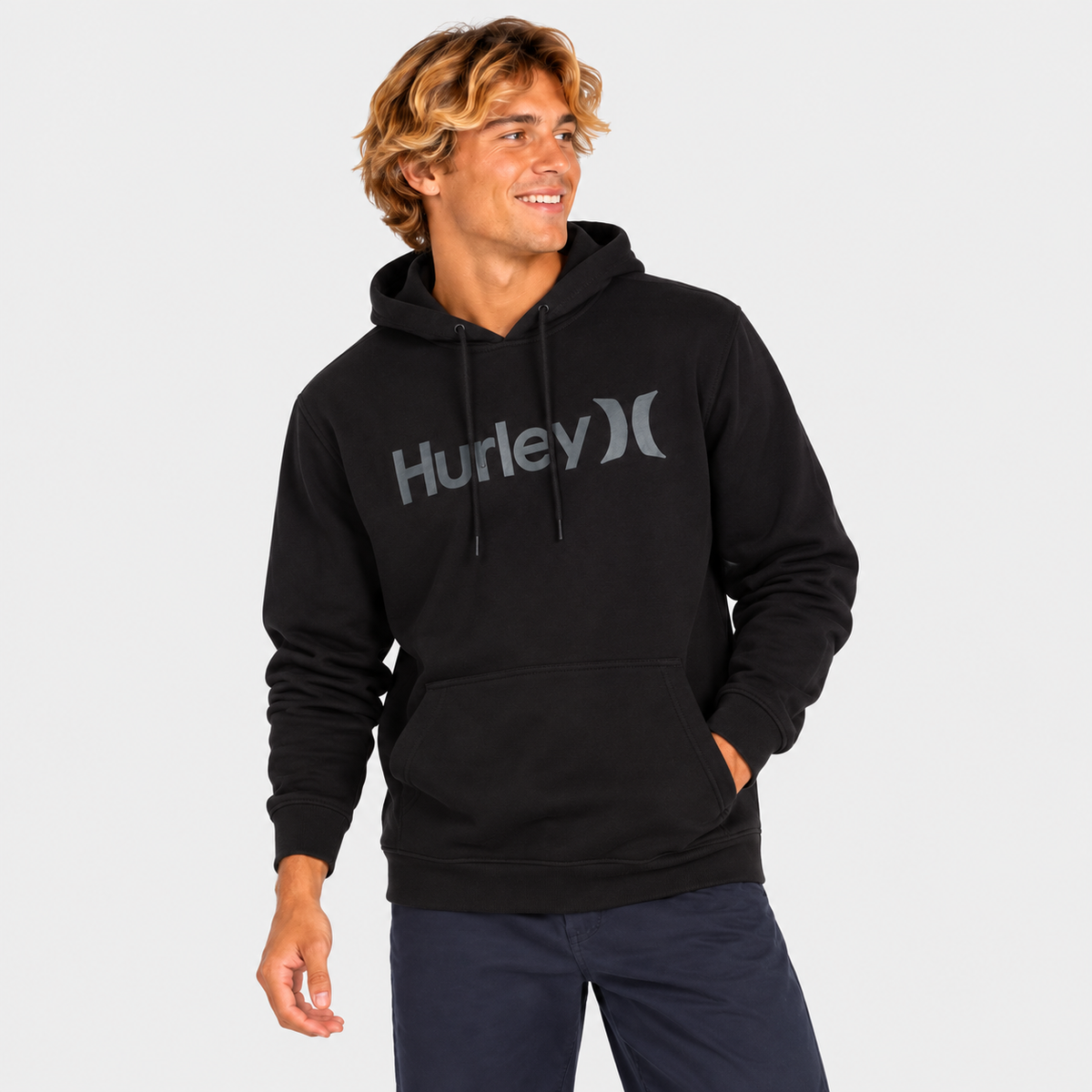 Poleron Hoodie One And Only Solid Fleece Black