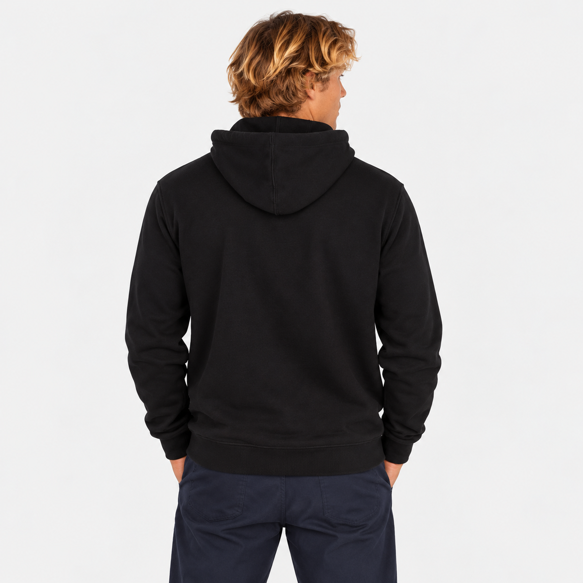 Poleron Hoodie One And Only Solid Fleece Black
