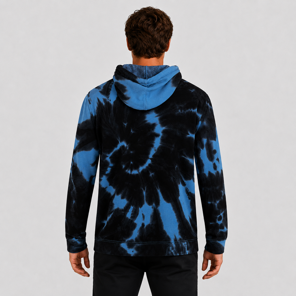 Poleron Hoodie Tidal Wave Tie Dye Fleece Black