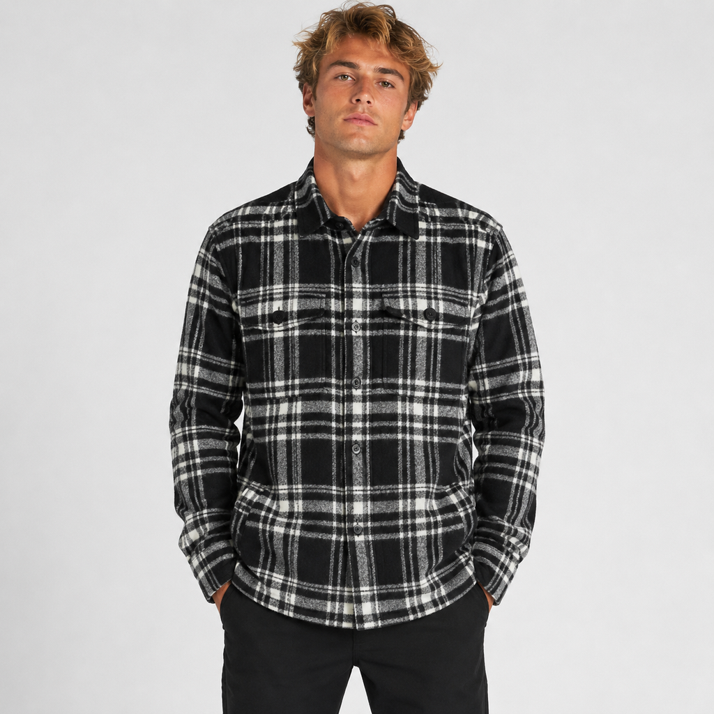 Camisa Hurley Union Plaid Black White