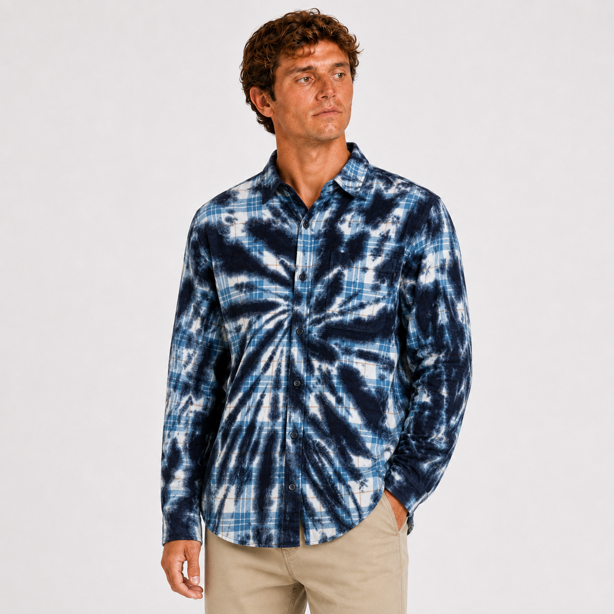 Camisa Portland Tiedye White Blue Black