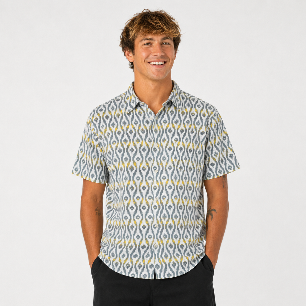 Camisa Men Wedge Organic Short Sleeve Light Blue