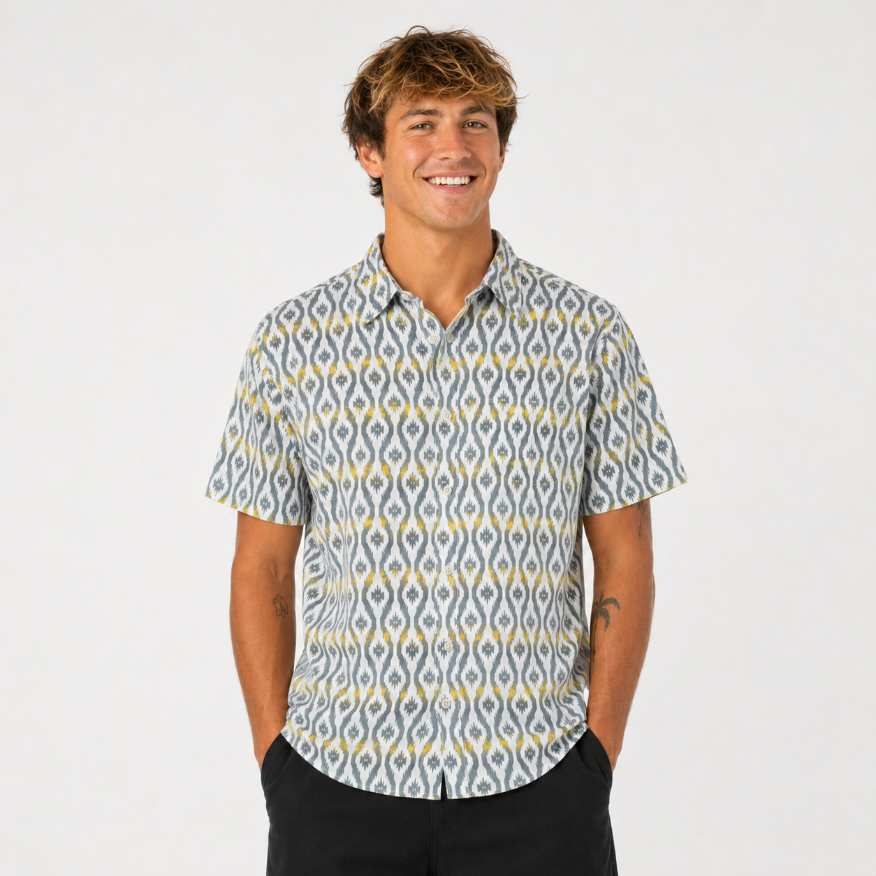 Camisa Men Wedge Organic Short Sleeve Light Blue
