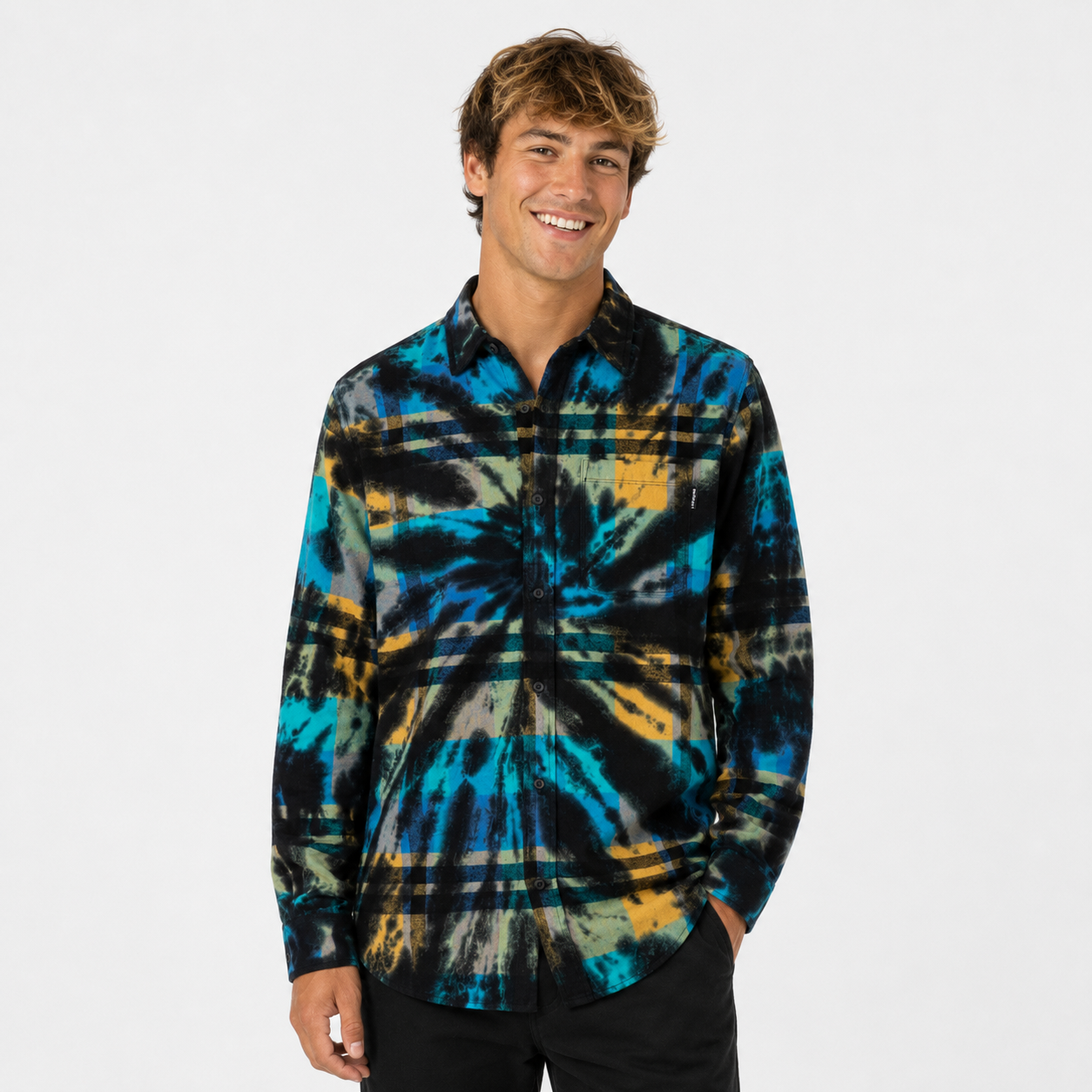 Camisa Portland Tiedye Aqua Black