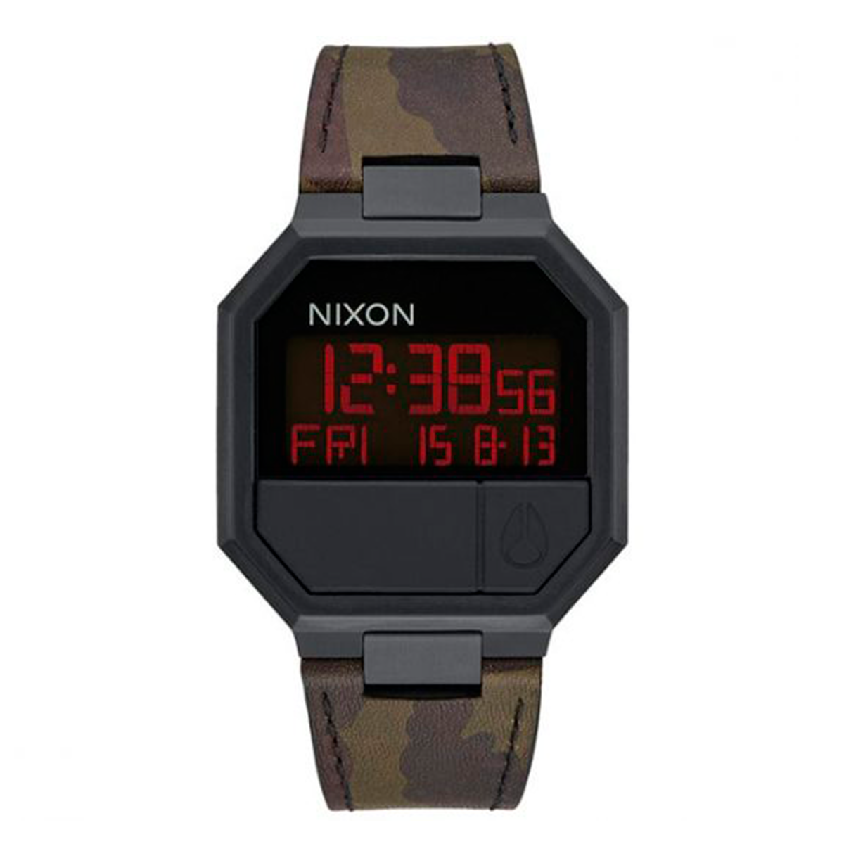 Reloj Nixon Re-Run Leather Black Camo Red