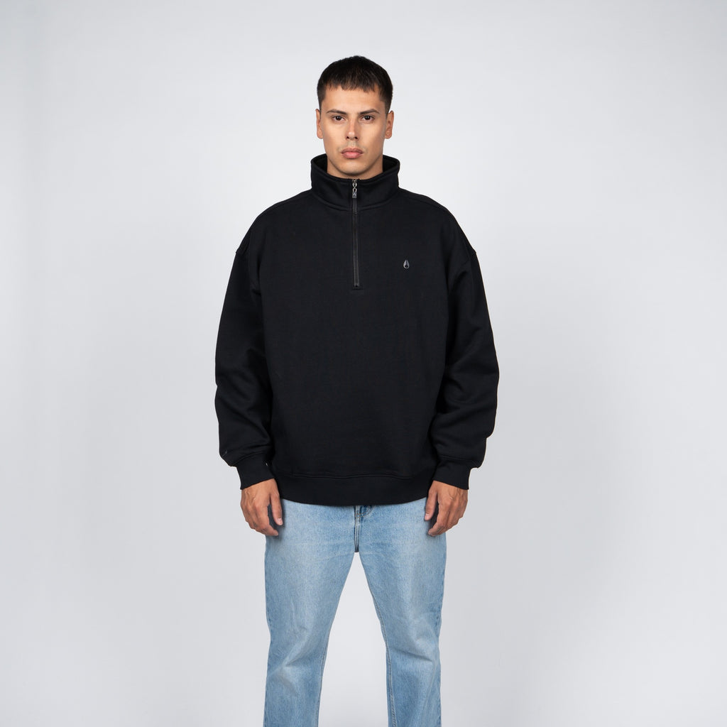 Polerón Half Zipper Nixon Men Tiny Logo Black