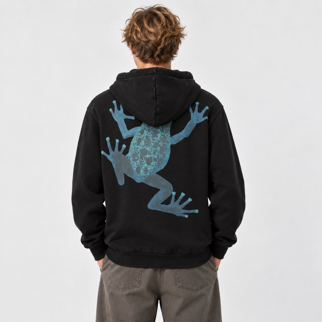Poleron Men Full Zipper Frog Black