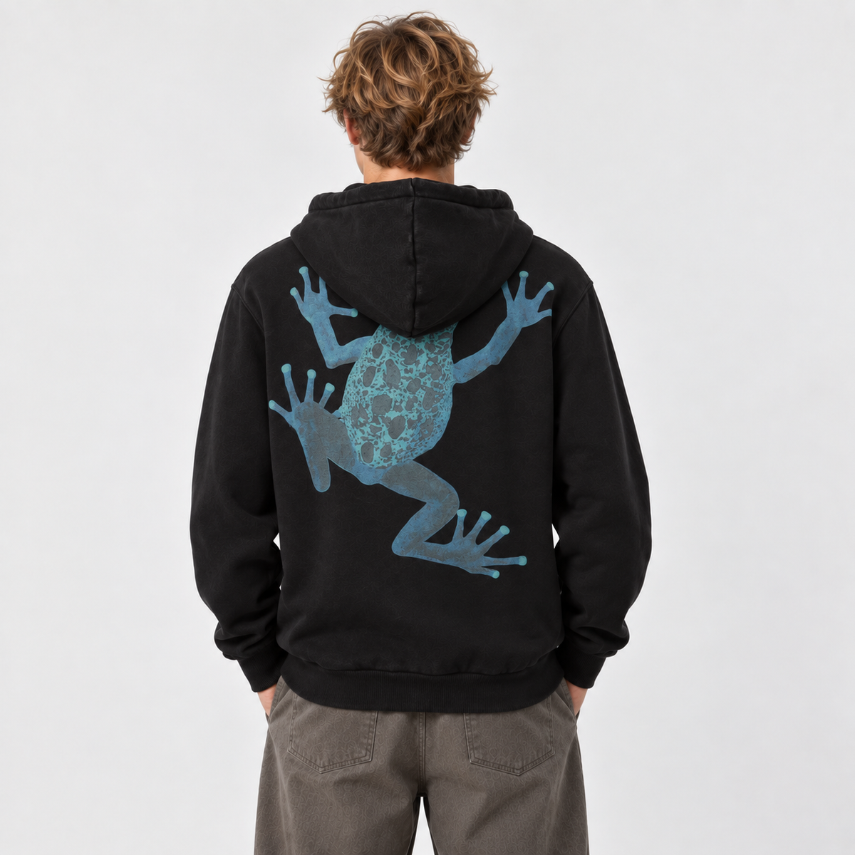 Poleron Men Full Zipper Frog Black