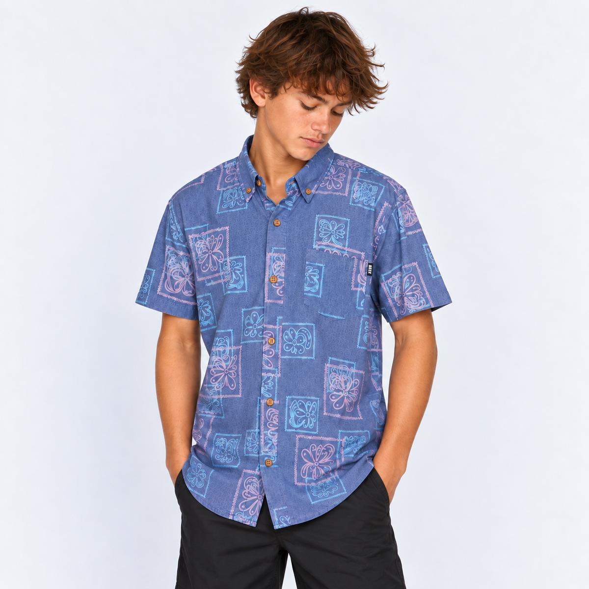 Camisa Reef Kids Azul Figuras
