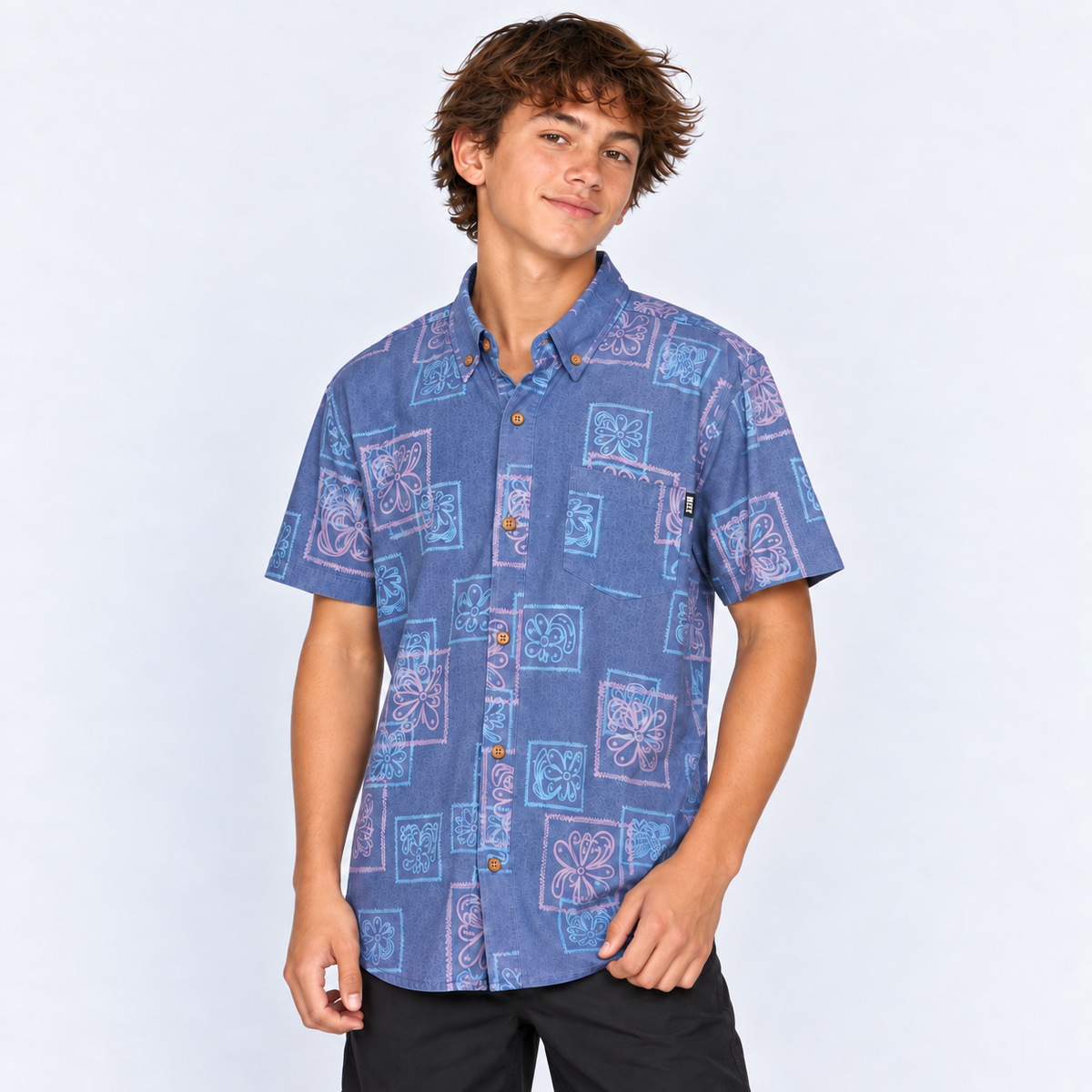 Camisa Reef Kids Azul Figuras