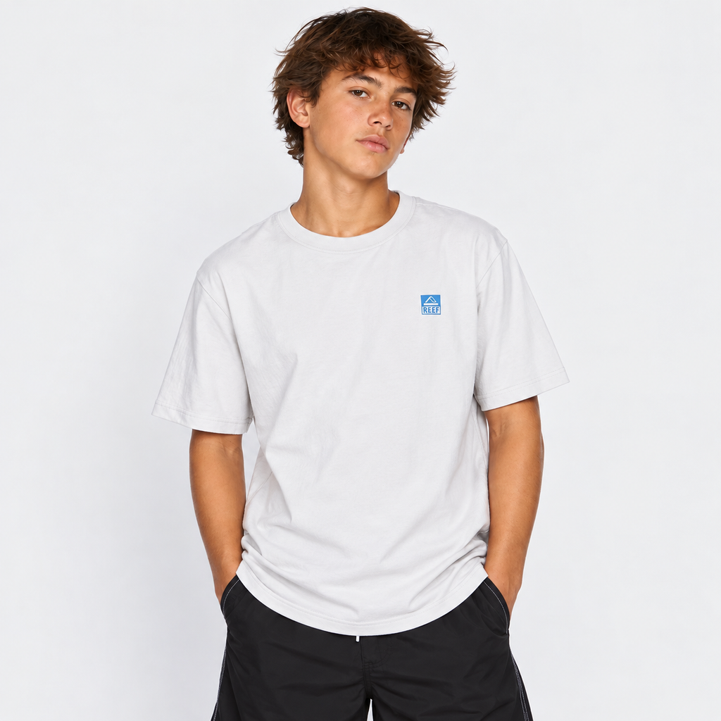 Polera Reef Kids Light Grey Logo Back