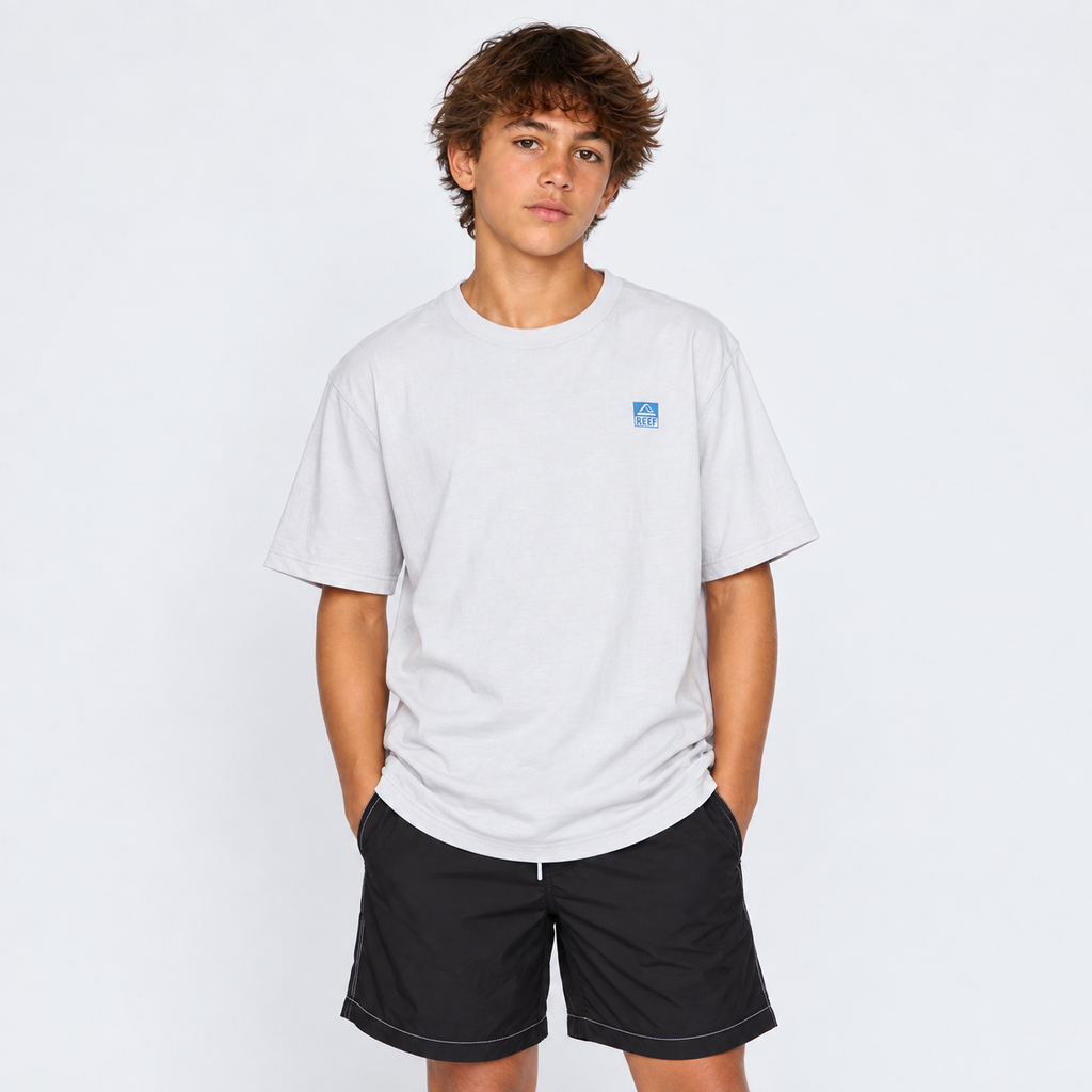 Polera Reef Kids Light Grey Logo Back