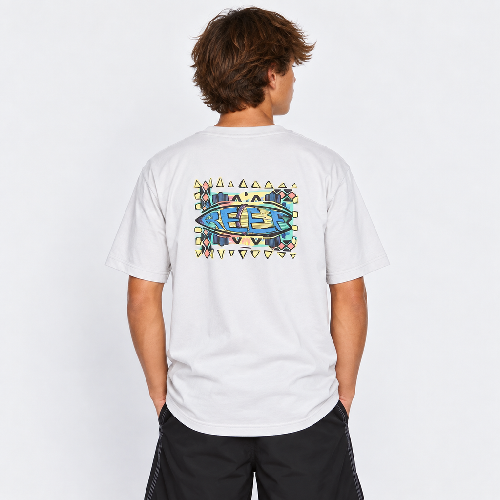 Polera Reef Kids Light Grey Logo Back
