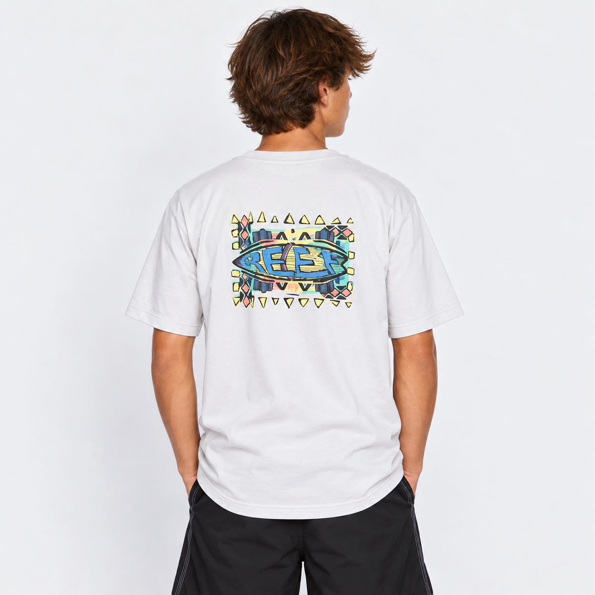 Polera Reef Kids Light Grey Logo Back