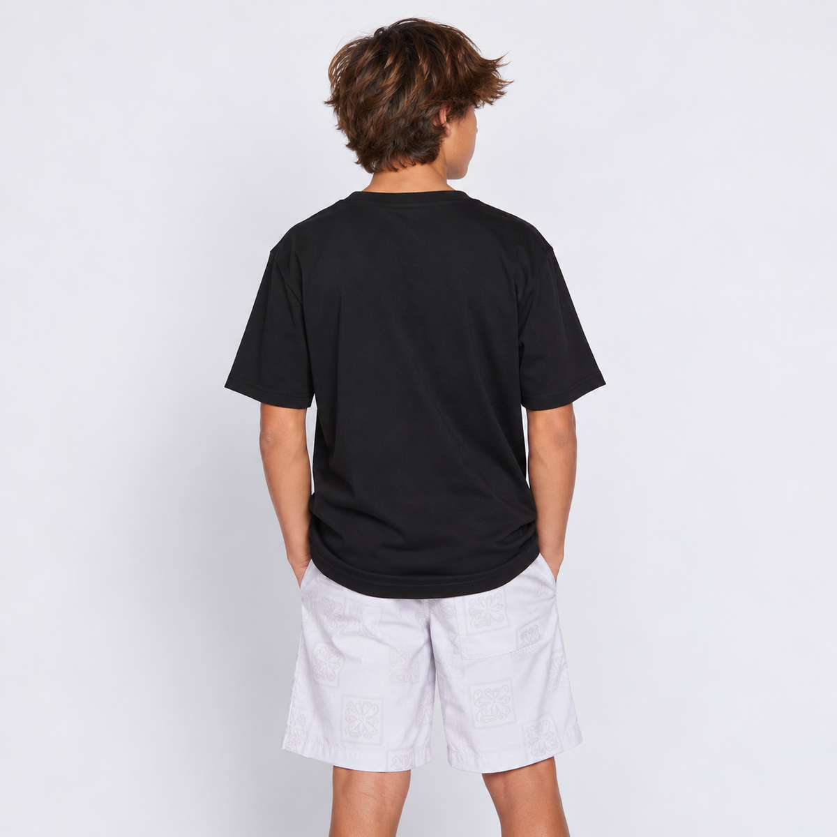 Polera Reef Kids Black Print Front