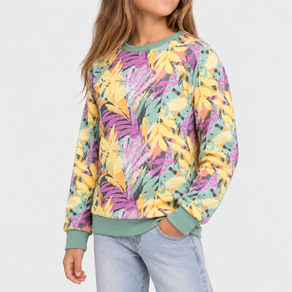 Poleron Kids Crew Leaf Multicolor
