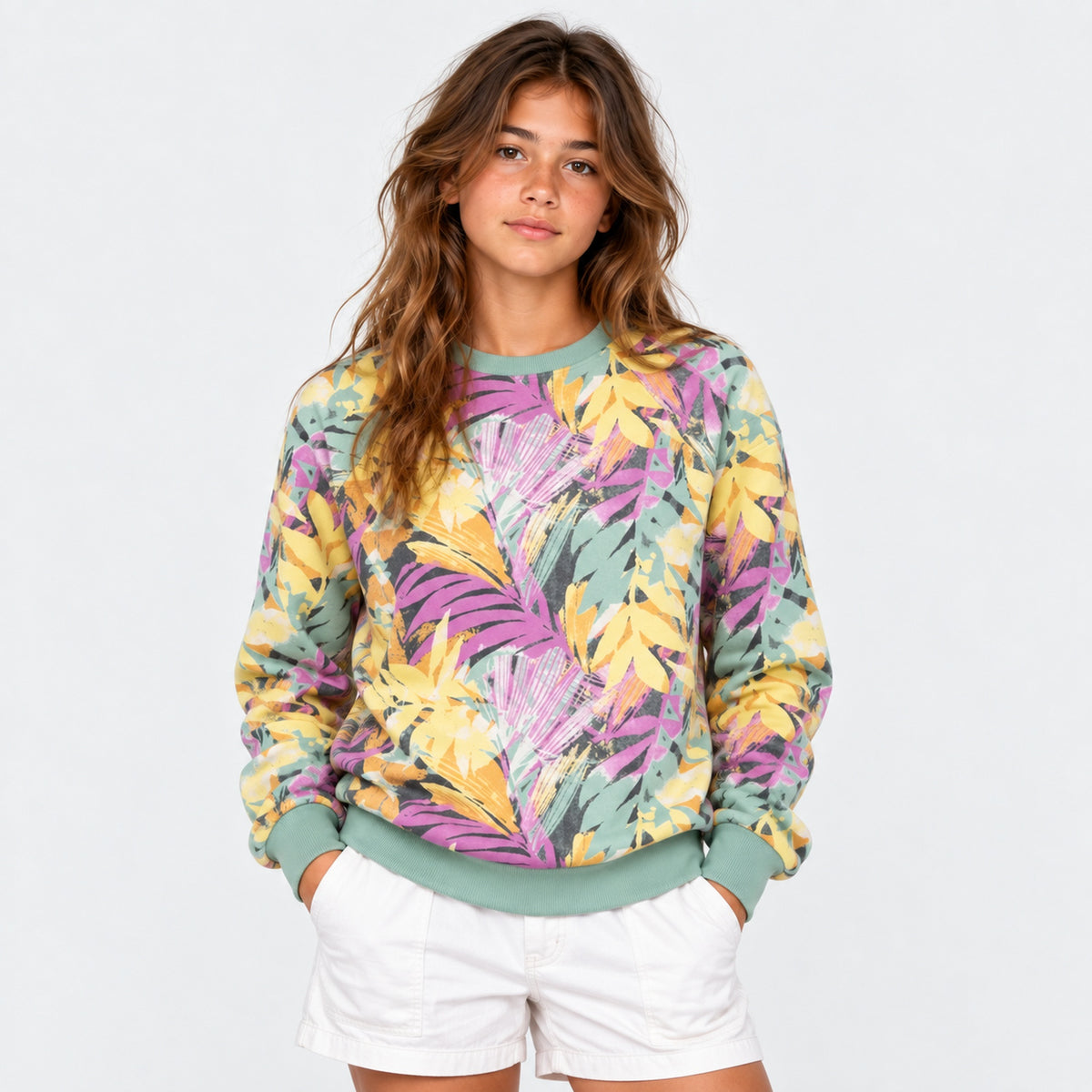 Poleron Kids Crew Leaf Multicolor