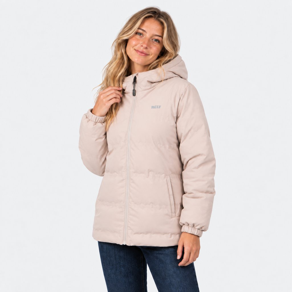 Parka Reef Women Puffer Full Zipper Beige