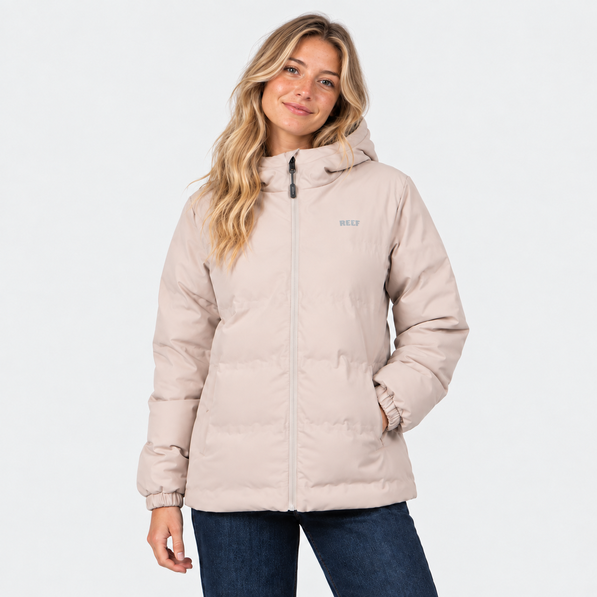 Parka Reef Women Puffer Full Zipper Beige