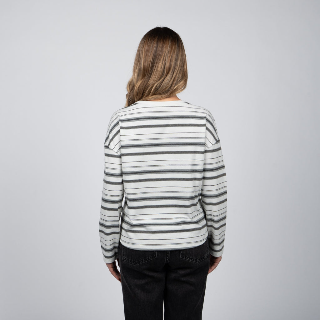 Polera Reef Manga Larga Women Stripe Grey Black