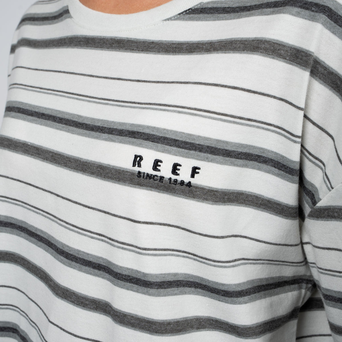 Polera Reef Manga Larga Women Stripe Grey Black
