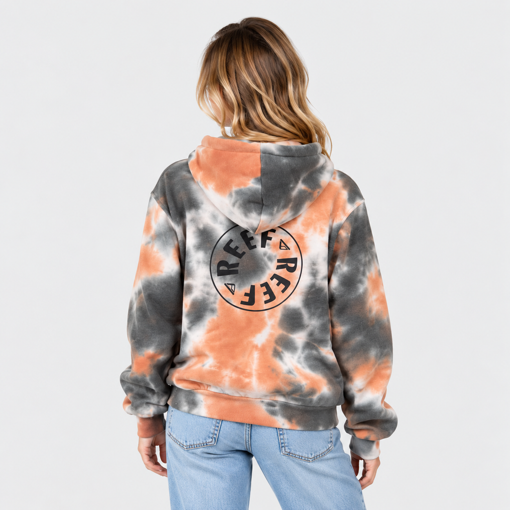 Poleron Women Tiedye Black Orange White Hoodie