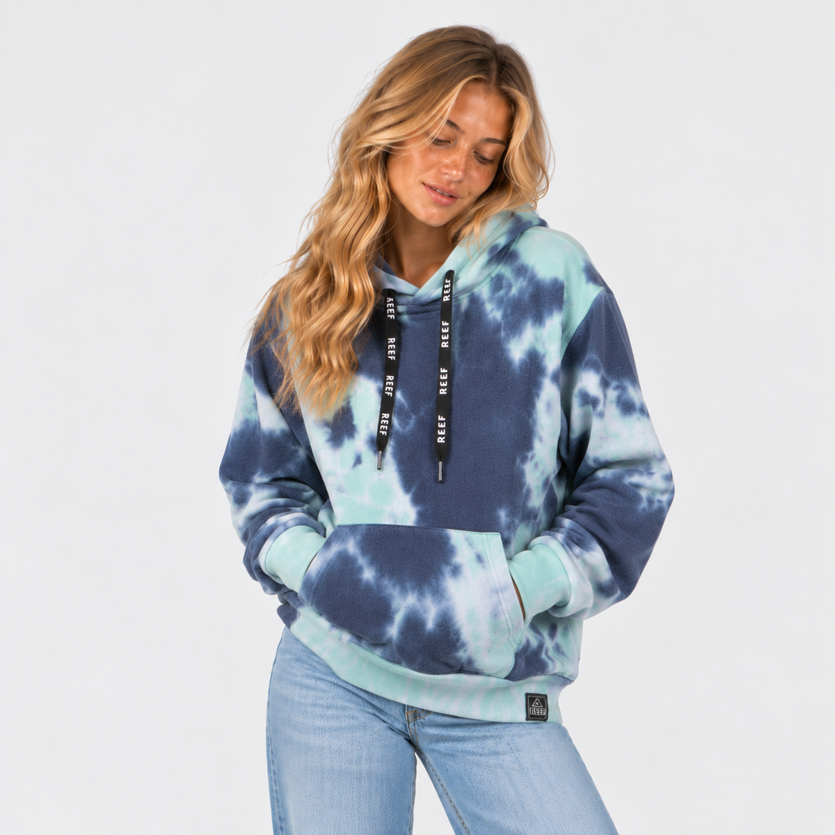 Poleron Women Tiedye Blue, Light, White Hoodie
