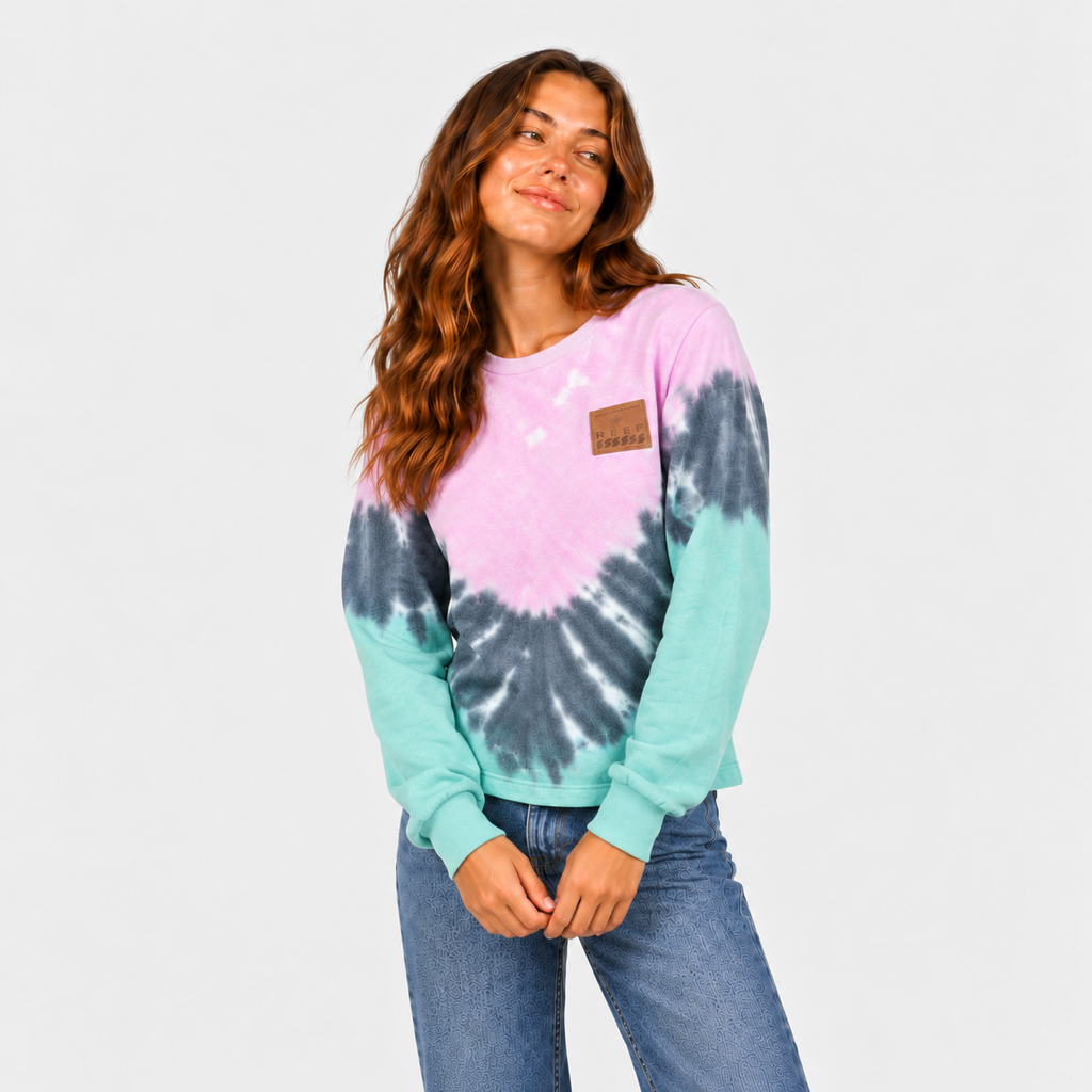 Poleron Women Crew Tiedye Pink Blue