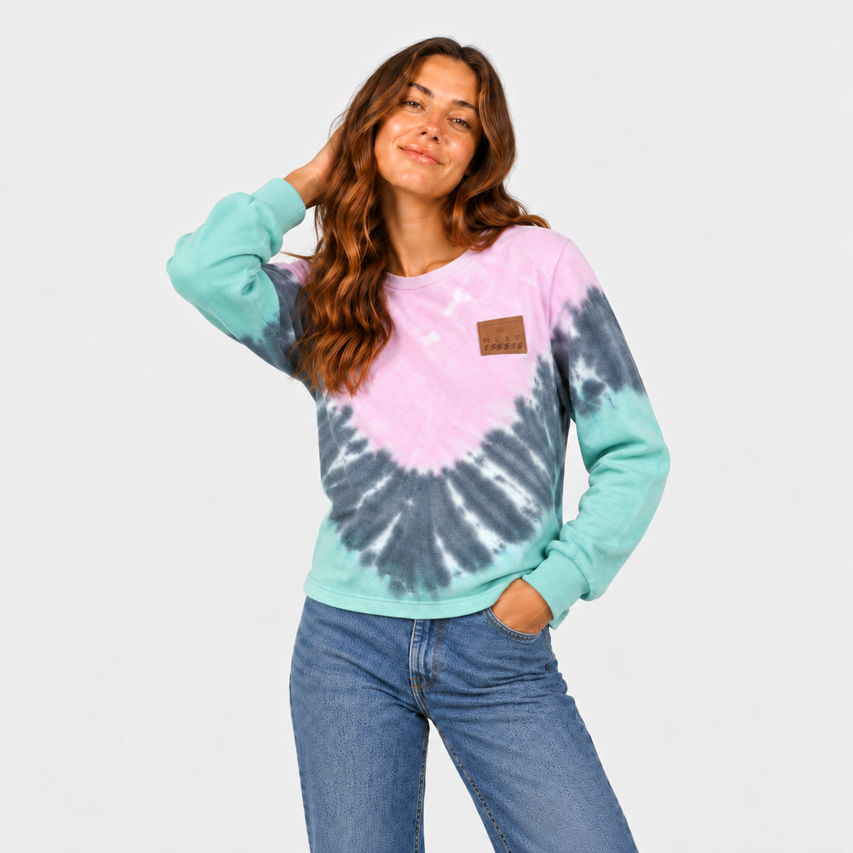 Poleron Women Crew Tiedye Pink Blue