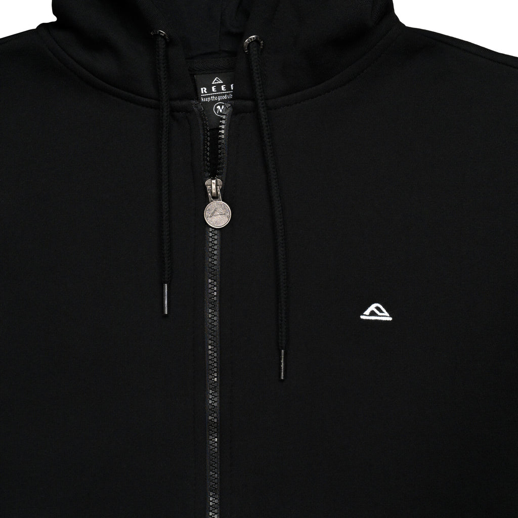 Polerón Mjer Reef Full Zipper Black Print White