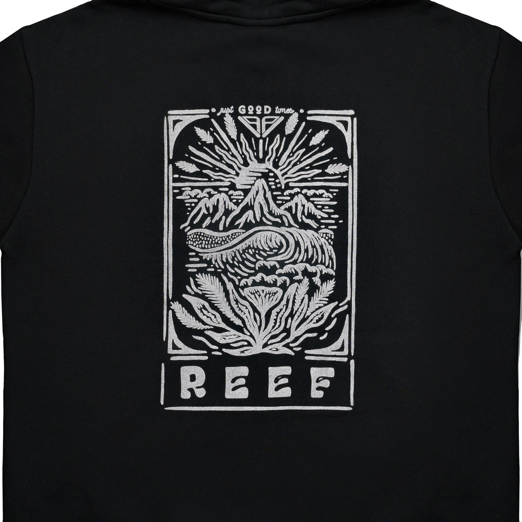 Polerón Mjer Reef Full Zipper Black Print White