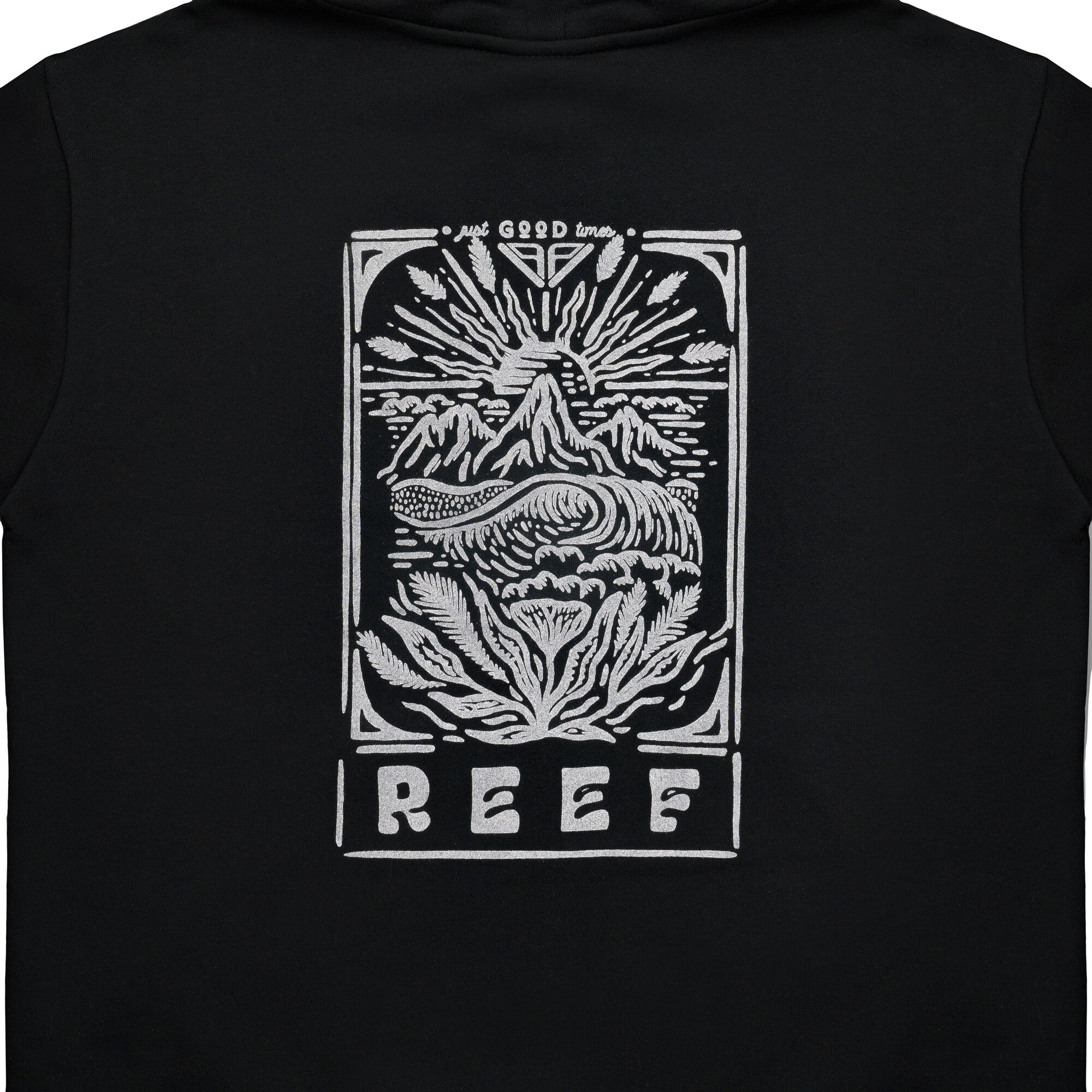 Polerón Mjer Reef Full Zipper Black Print White