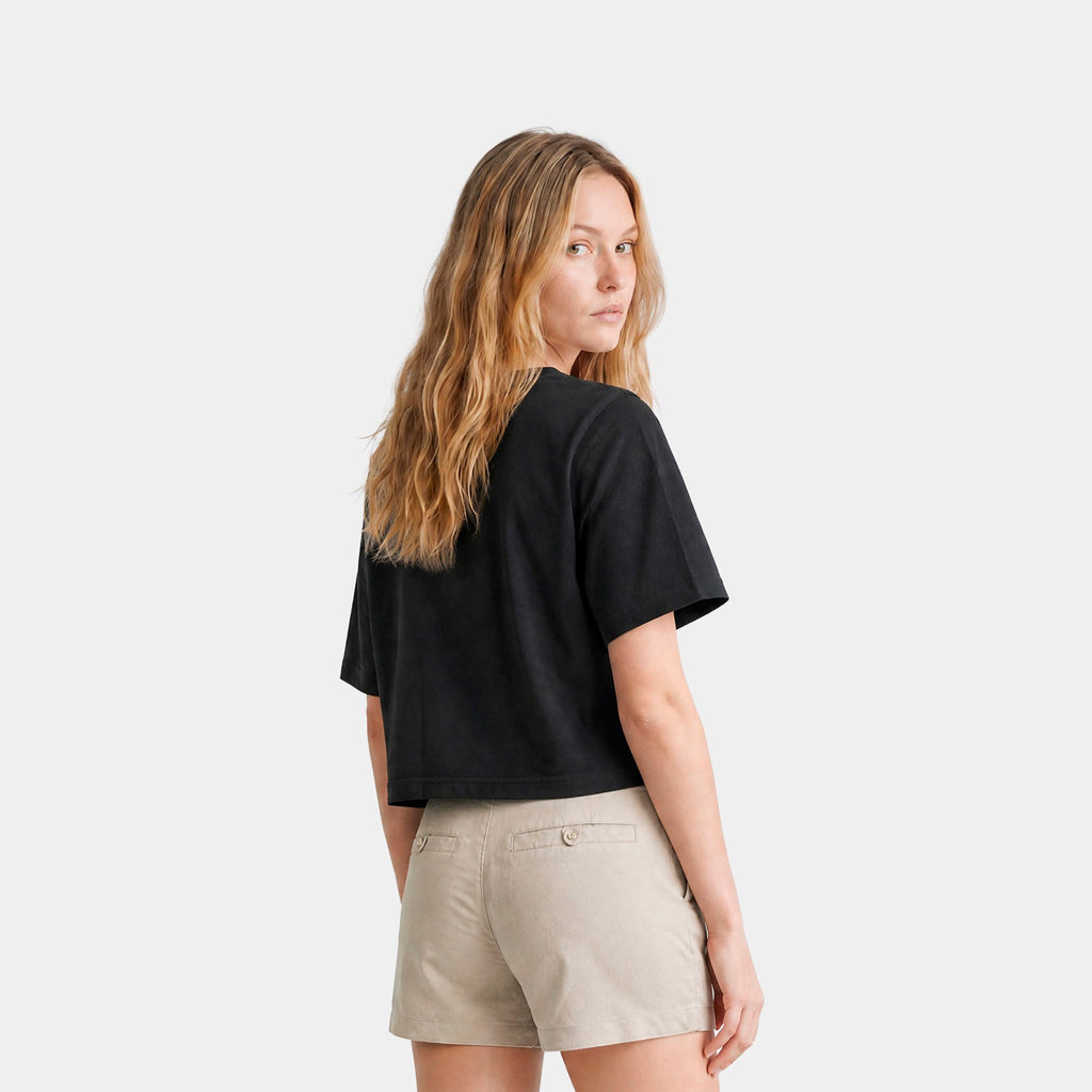 Polera Reef Women Boxy Flowers Black