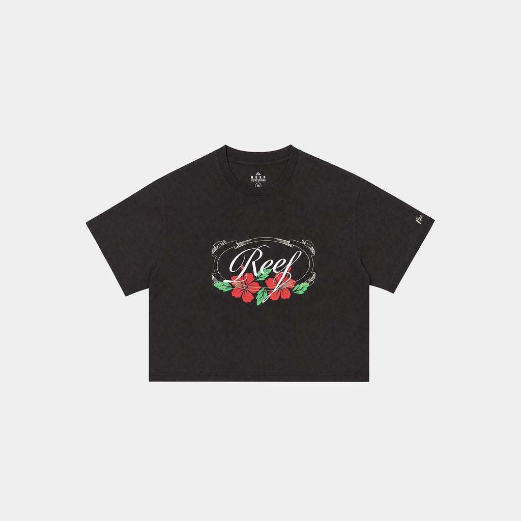 Polera Reef Women Boxy Flowers Black