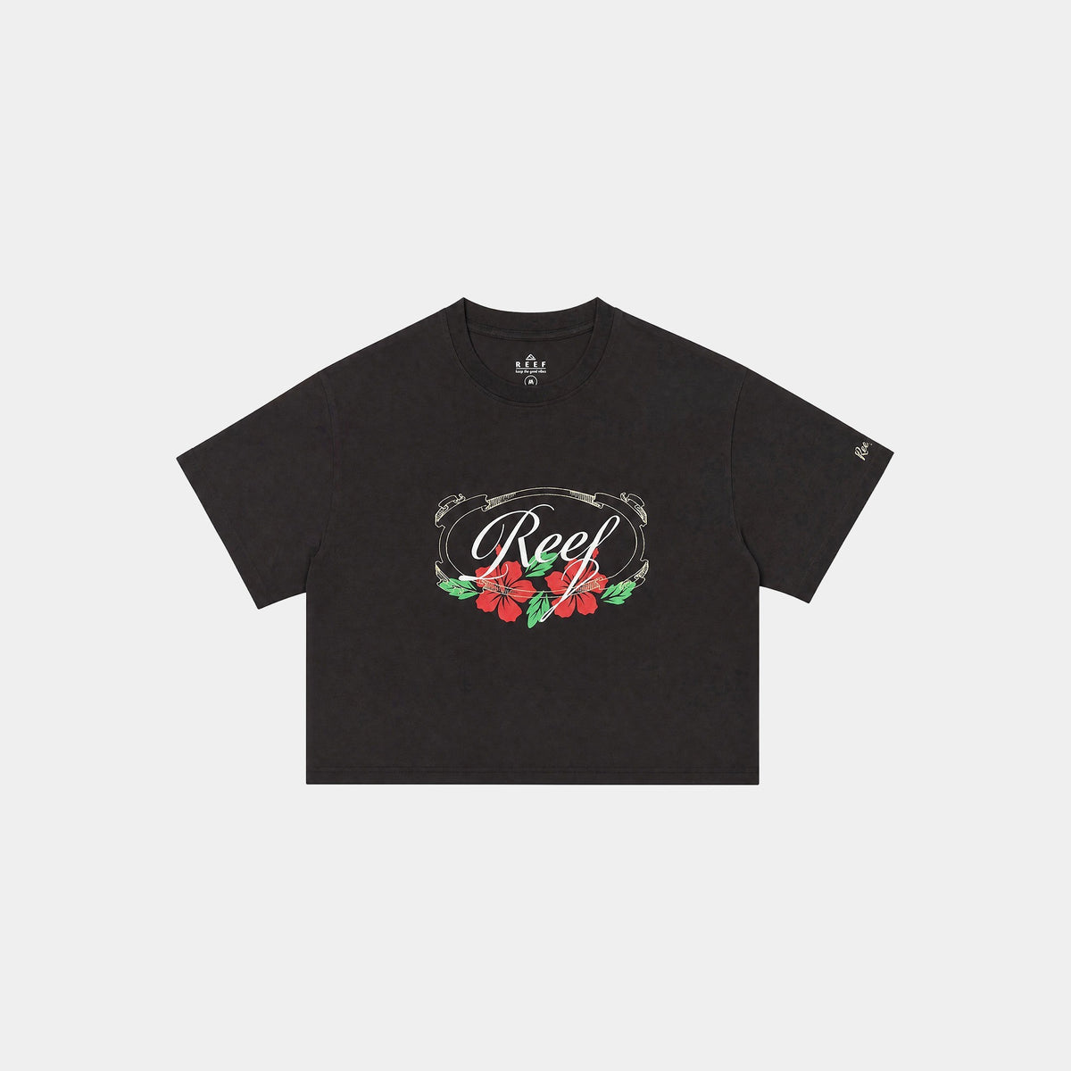 Polera Reef Women Boxy Flowers Black