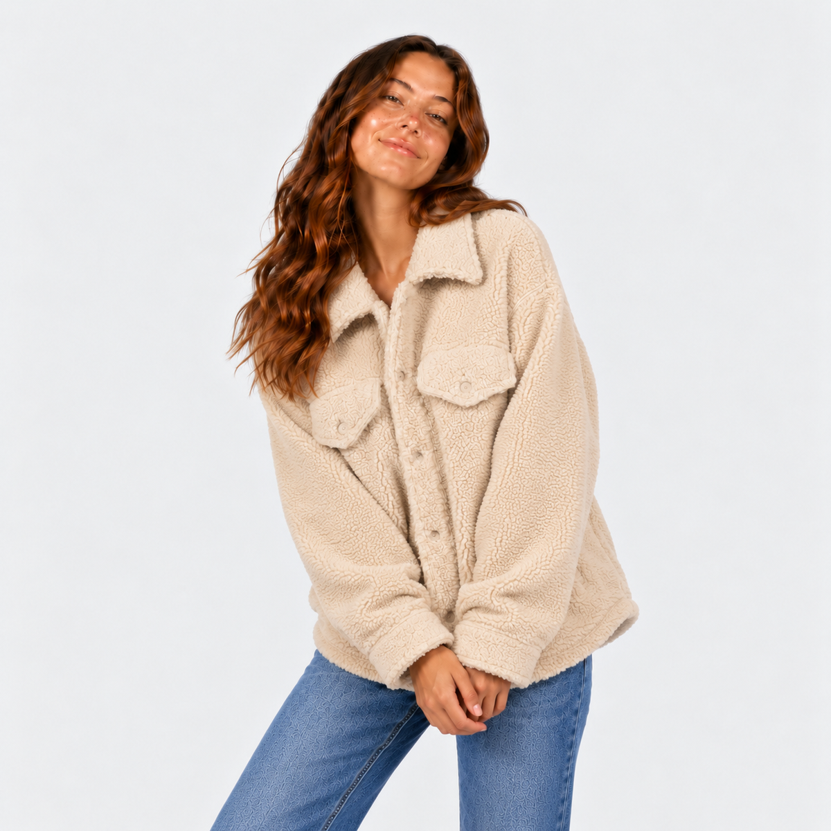 Sherpa Buttons Reef Women White Beige