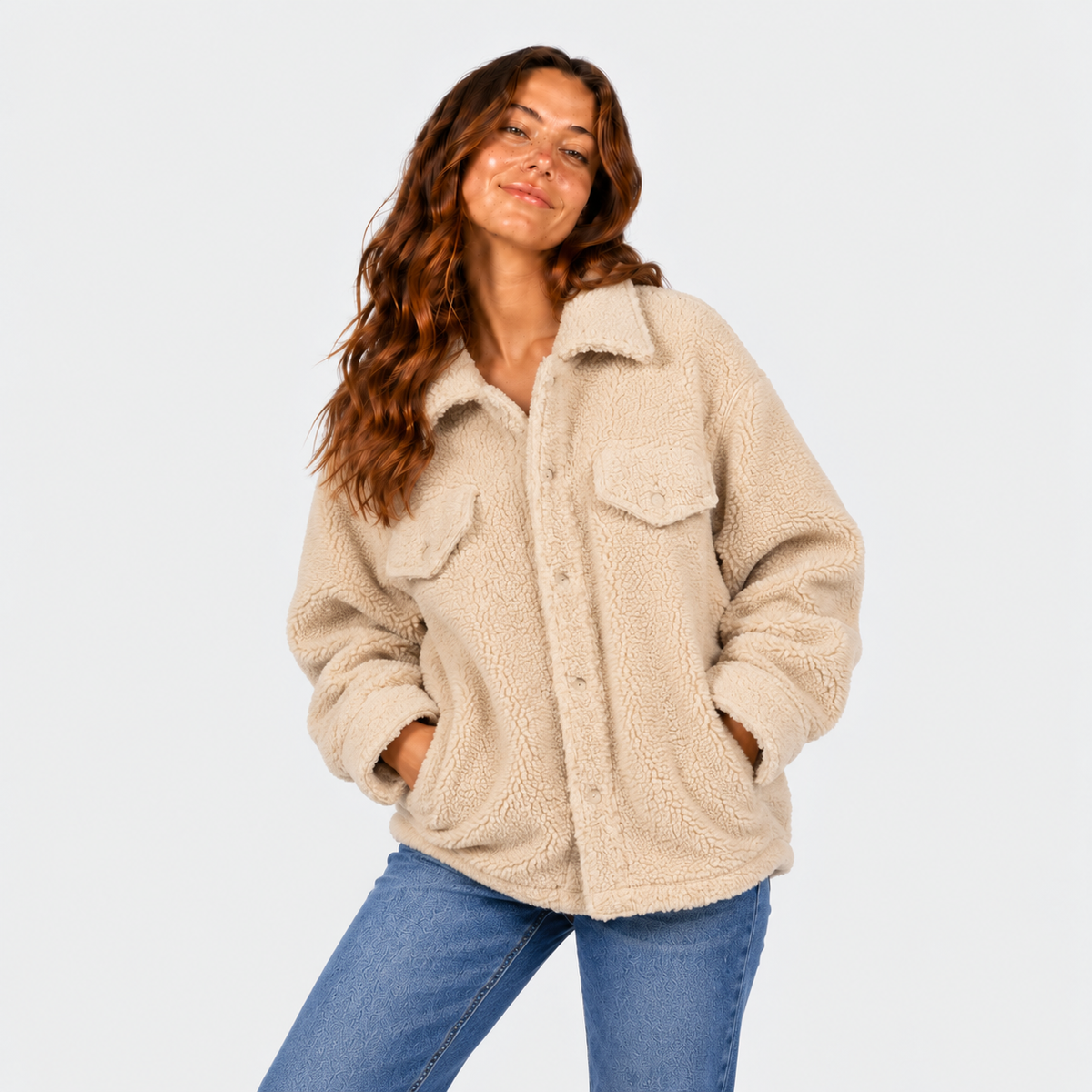Sherpa Buttons Reef Women White Beige