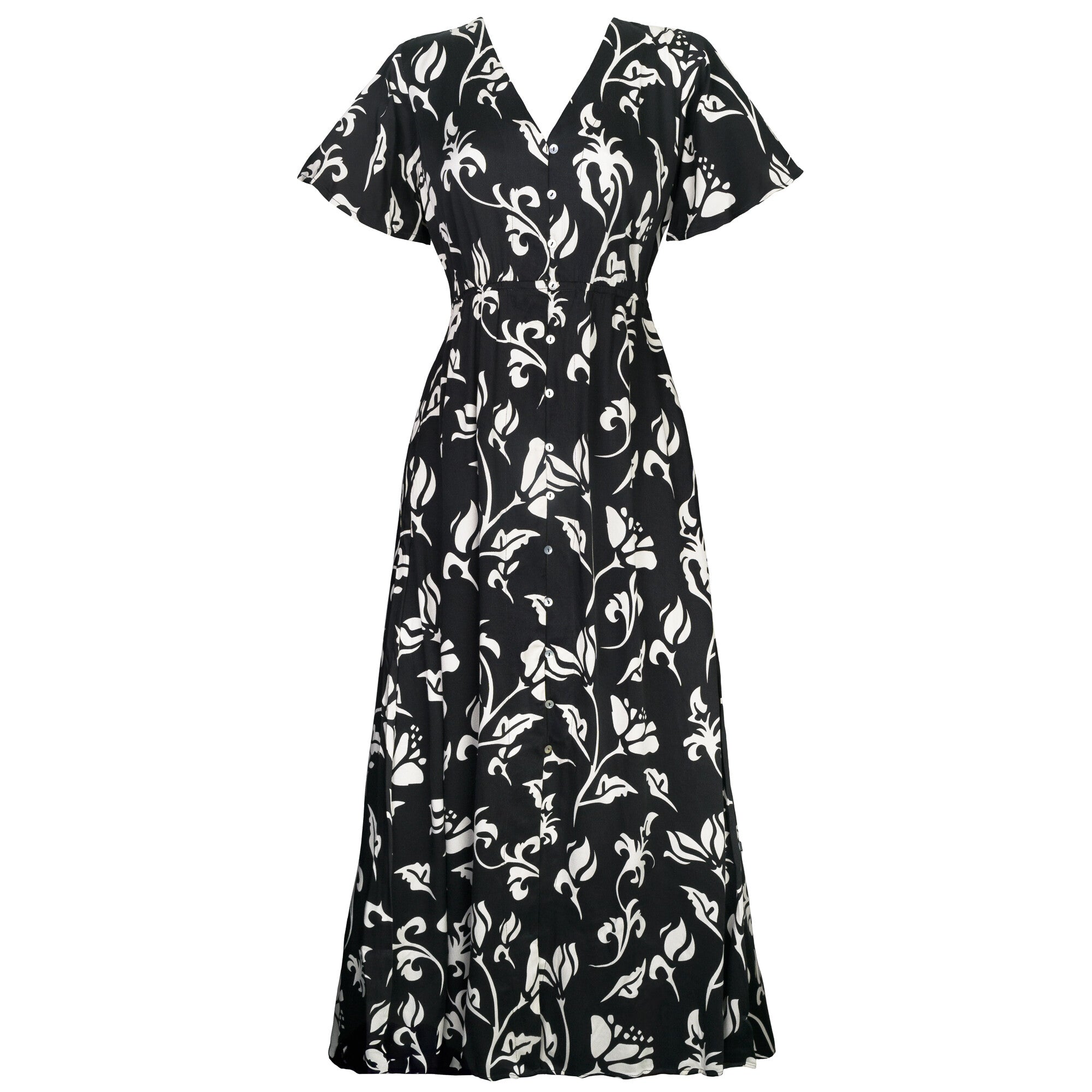 Vestido Mujer Reef Cierre Botones Negro y Blanco