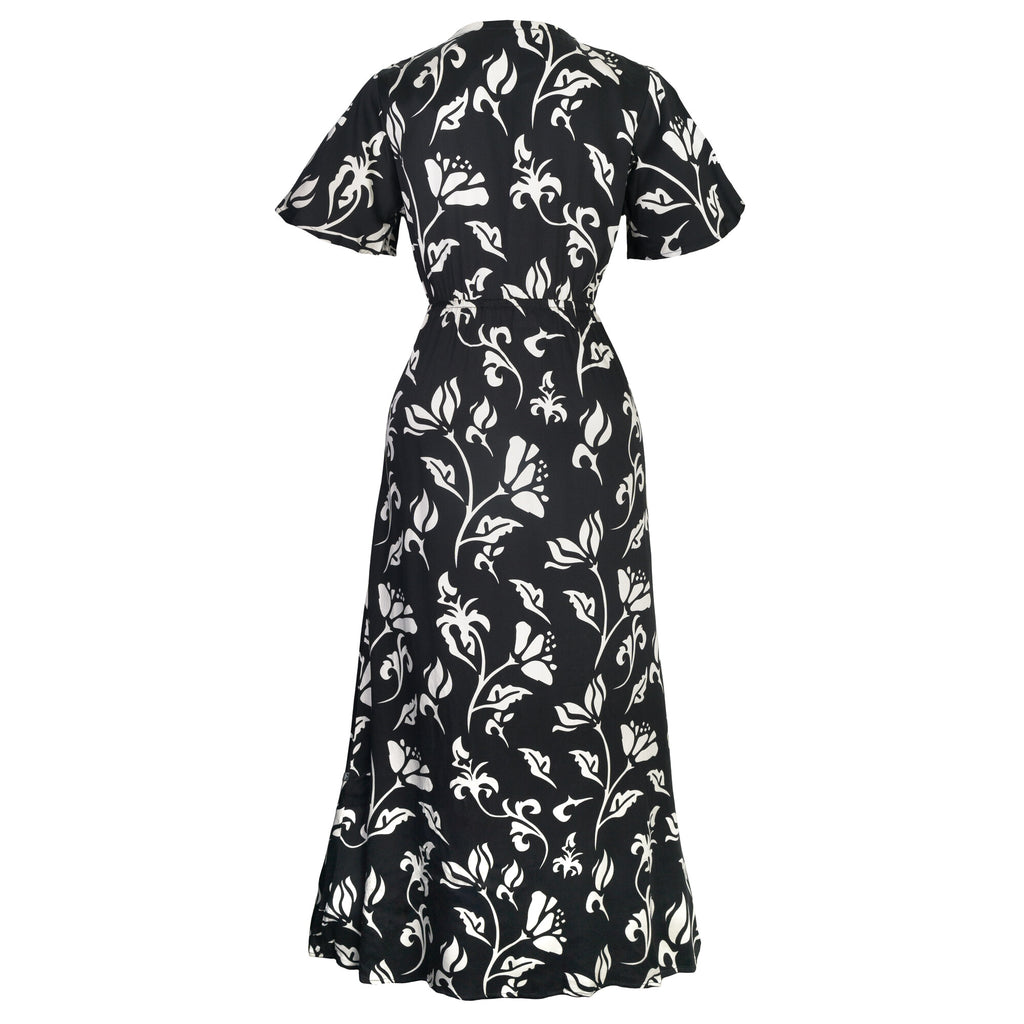 Vestido Mujer Reef Cierre Botones Negro y Blanco