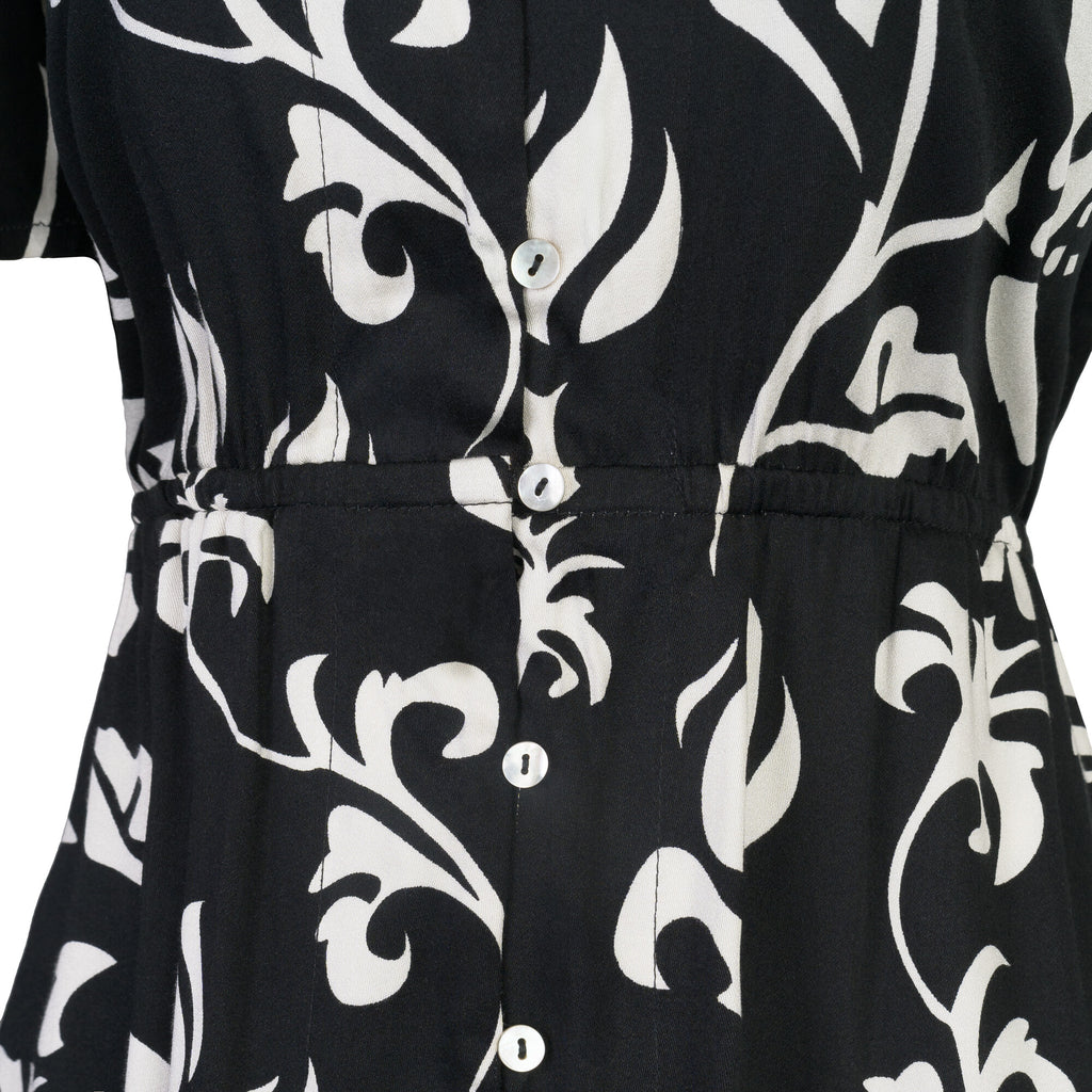 Vestido Mujer Reef Cierre Botones Negro y Blanco