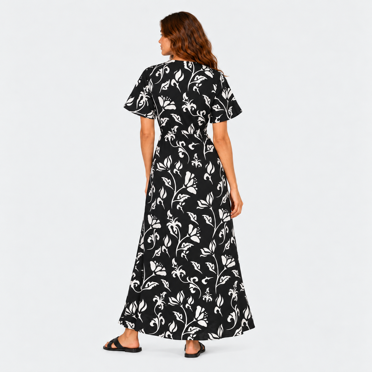 Vestido Mujer Reef Cierre Botones Negro y Blanco
