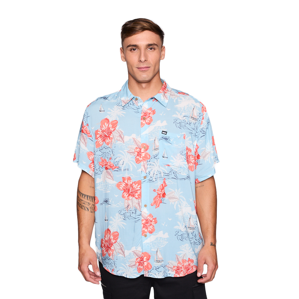 Camisa Reef Men Floreada Celeste