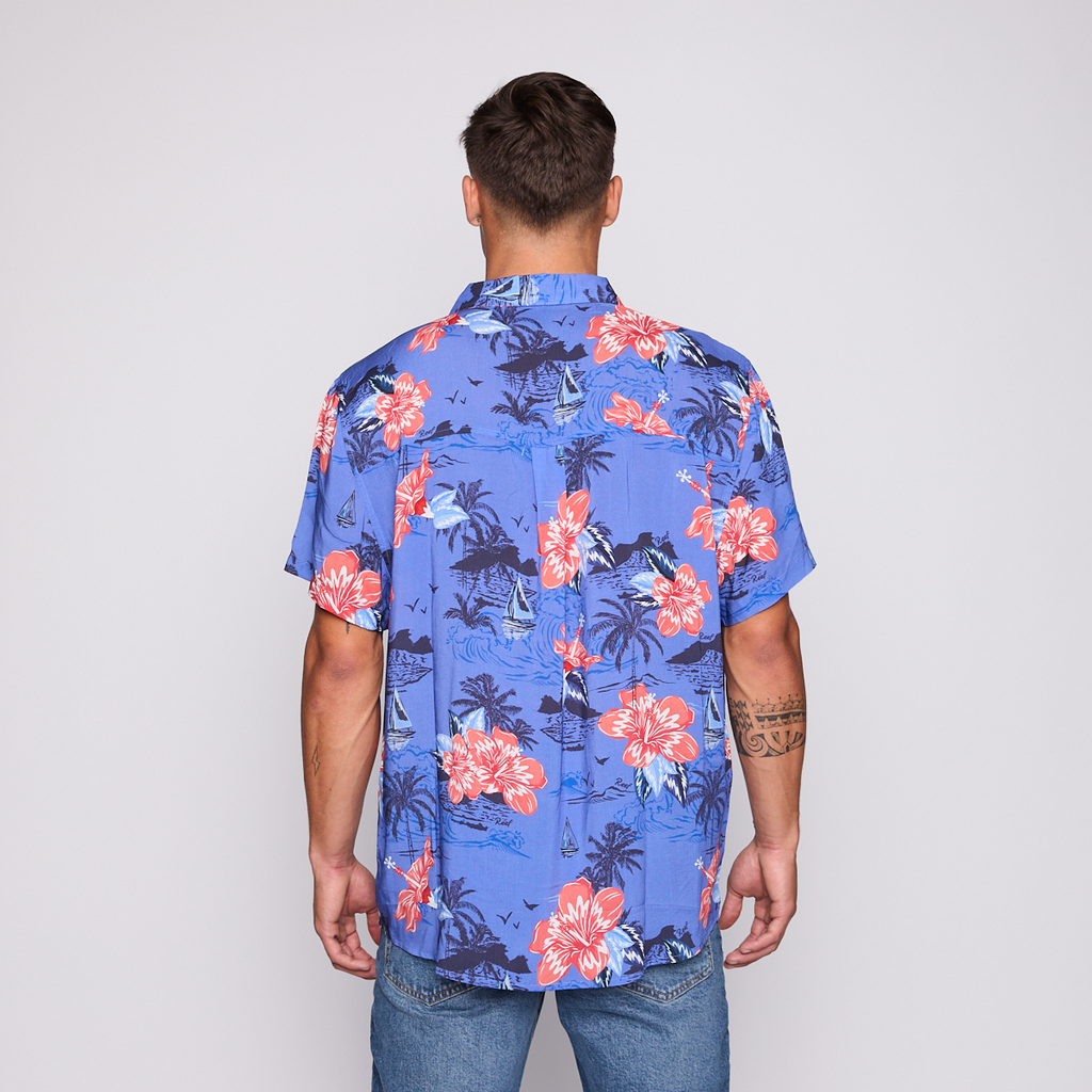 Camisa Reef Men Floreada Azul