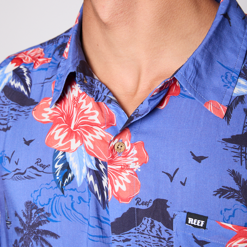 Camisa Reef Men Floreada Azul