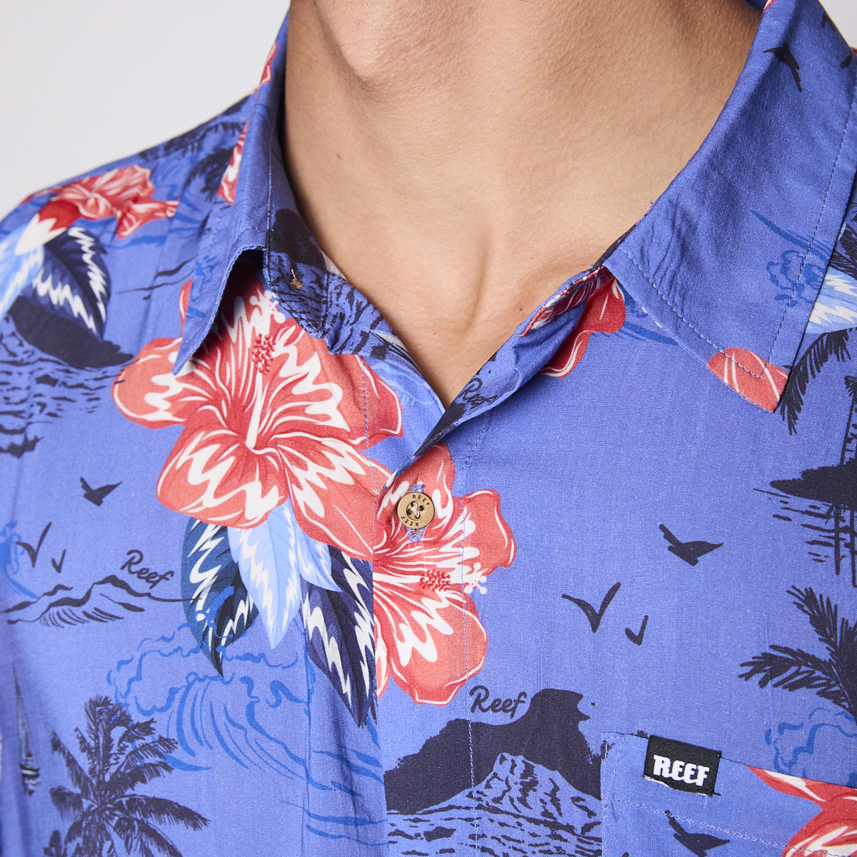 Camisa Reef Men Floreada Azul