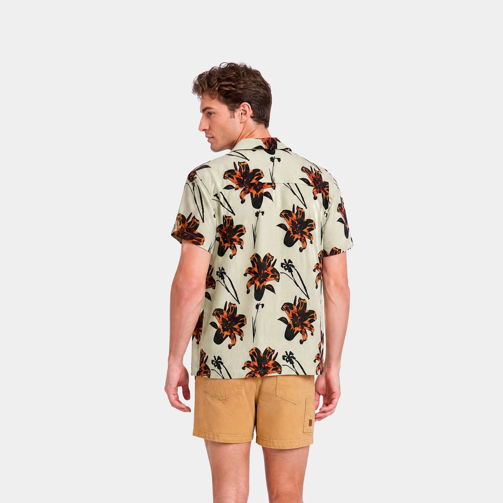 Camisa Reef Men Lyocell Solid Manga Corta Beige