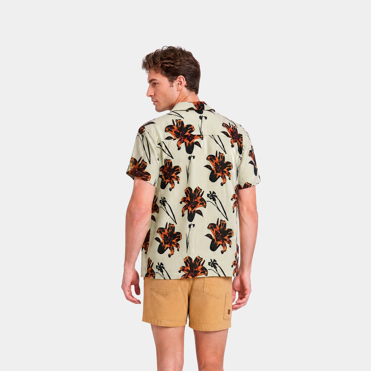 Camisa Reef Men Lyocell Solid Manga Corta Beige